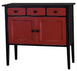 4251287704211 - Jugendstil Kommode 100cm Schwarz   Rot - Landhaus Stil Sideboard Schrank