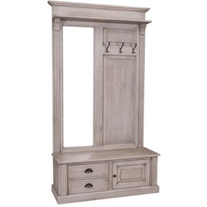 4251287704846 - Garderoben Schrank mit Spiegel Schrankfach und Schubladen - Landhaus Stil Garderobe