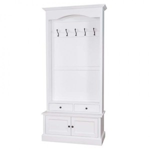 4251287704884 - Jugendstil Wand Garderobe mit Schrankfach und Schubladen - Landhaus Stil Garderobenschrank