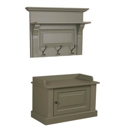 4251287704952 - Jugendstil Garderoben Schrank 2-teilig mit Schrankfach - Landhaus Stil Garderobe