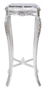 4251287705188 - Barock Beistelltisch mit Marmorplatte Viereckig Hoch Silber H70 x 50 x 50 cm - Antik Stil