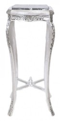 4251287705188 - Barock Beistelltisch mit Marmorplatte Viereckig Hoch Silber H70 x 50 x 50 cm - Antik Stil
