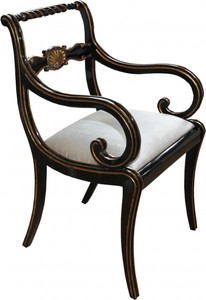 4251287705218 - Luxus Barock Stuhl mit Armlehnen Schwarz   Gold   Creme - Luxus Schreibtisch Stuhl