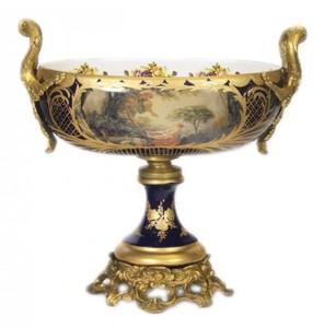 4251287705348 - Barock Porzellan Schale Kobalt   Gold - Grand Decor - Hotel Dekoration