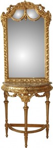 4251287705607 - Barock Spiegelkonsole in Gold mit Marmorplatte  Mod4 - Antik Look