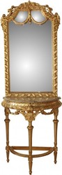 4251287705607 - Barock Spiegelkonsole in Gold mit Marmorplatte  Mod4 - Antik Look