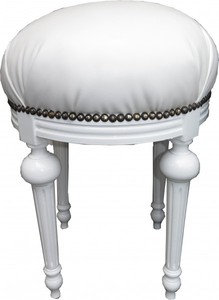 4251287705645 - Barock Sitzhocker - Rundhocker Weiß Lederoptik Weiß - Barock Hocker Möbel 4251287705645 - Barock Sitzhocker - Rundhocker Weiß Lederoptik Weiß - Barock Hocker Möbel