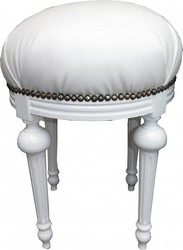4251287705645 - Barock Sitzhocker - Rundhocker Weiß Lederoptik Weiß - Barock Hocker Möbel 4251287705645 - Barock Sitzhocker - Rundhocker Weiß Lederoptik Weiß - Barock Hocker Möbel