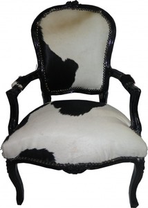 4251287705690 - Barock Salon Kuhfell Schwarz-WeiÃ   Schwarz - MÃ¶bel Antik Stil
