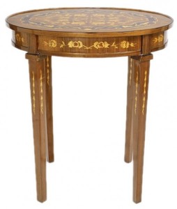 4251287705744 - Barock Beistelltisch Mahagoni Intarsien H80 x 50cm - Ludwig XVI Antik Stil Tisch - MÃ¶bel