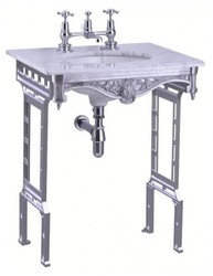 4251287706215 - Luxus Jugendstil Stand Waschtisch WeiÃ   Aluminium mit Marmorplatte - Barock Waschbecken Barockstil Antik Stil