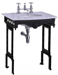 4251287706277 - Luxus Jugendstil Stand Waschtisch WeiÃ   Schwarz mit Marmorplatte - Barock Waschbecken Barockstil Antik Stil