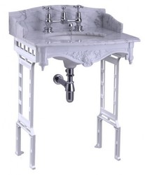 4251287706321 - Luxus Jugendstil Stand Waschtisch WeiÃ   WeiÃ mit Marmorplatte mit Spritzschutz hinten und seitlich - Barock Waschbecken Barockstil Antik Stil