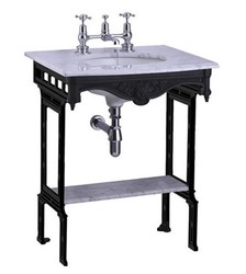 4251287706345 - Luxus Jugendstil Stand Waschtisch WeiÃ   Schwarz mit Marmorplatte und Ablage Barock Waschbecken Barockstil Antik Stil