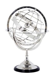 4251287706772 - Luxus Globus Nickel Finish Silber HÃ¶he 29 cm - Luxus Kollektion - Art Deco