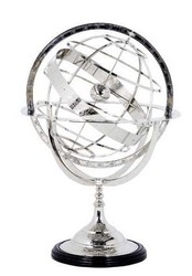 4251287706772 - Luxus Globus Nickel Finish Silber HÃ¶he 29 cm - Luxus Kollektion - Art Deco
