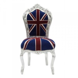 4251287707021 - Barock Esszimmer Stuhl Union Jack   Silber - MÃ¶bel Antik Stil