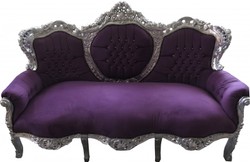 4251287707298 - Barock 3er Sofa King Lila Silber mit Bling Bling Glitzersteinen - Wohnzimmer Couch Möbel Lounge 4251287707298 - Barock 3er Sofa King Lila Silber mit Bling Bling Glitzersteinen - Wohnzimmer Couch Möbel Lounge