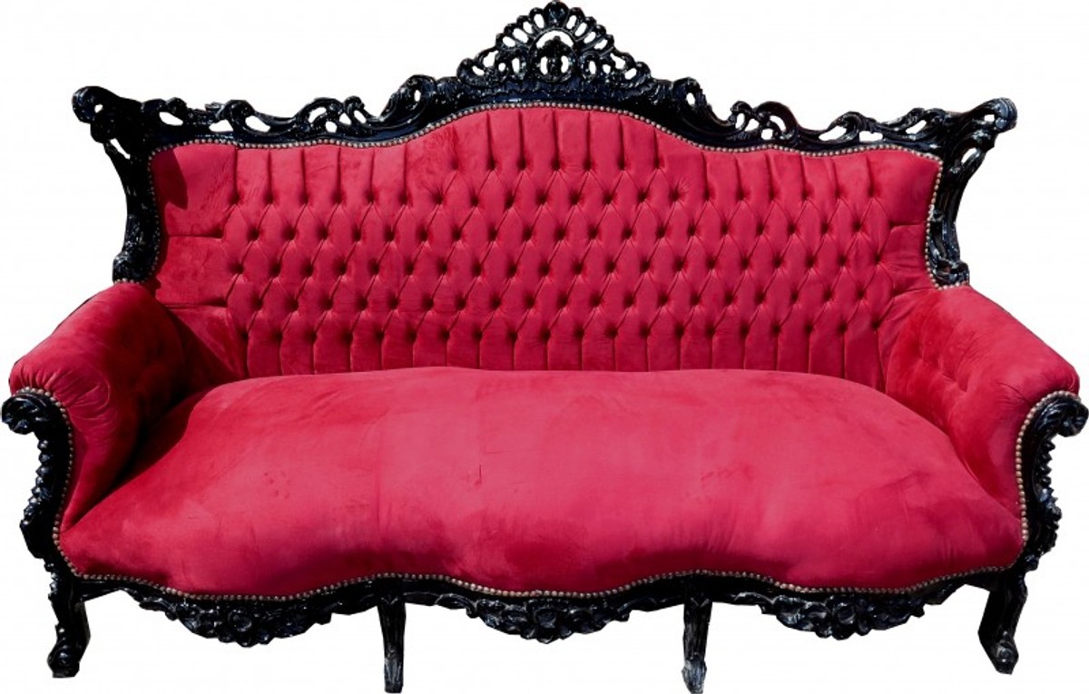 Casa Padrino Baroque 3 seater Master Bordeaux Red / Black - Living room