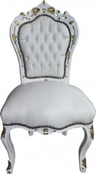 Casa Padrino Ensemble de salle à manger baroque Blanc / Blanc / Or - Table (200x98x84 cm) + 6 chaises - Meubles style antique Casa Padrino Ensemble de salle à manger baroque Blanc / Blanc / Or - Table (200x98x84 cm) + 6 chaises - Meubles style antique