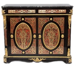 4251287707908 - Barock Boulle Kommode Schwarz   Gold   Rot mit Marmorplatte 125 cm - MÃ¶bel Schrank Sideboard