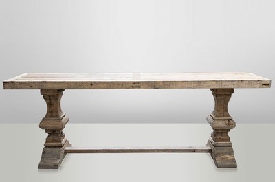 4251287708202 - Massivholz Konsole Eiche 220 x 46 cm - Massiver Konsolentisch Rustikal