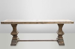 4251287708202 - Massivholz Konsole Eiche 220 x 46 cm - Massiver Konsolentisch Rustikal