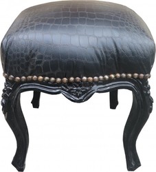 4251287708530 - Barock Sitzhocker Schwarz Schwarz Croco Lederoptik Höhe 40 cm Breite 35 cm - Barock Möbel 4251287708530 - Barock Sitzhocker Schwarz Schwarz Croco Lederoptik Höhe 40 cm Breite 35 cm - Barock Möbel