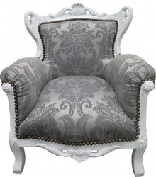4251287708547 - Barock Kinder Sessel Grau Barock Muster Weiss - Barock Möbel - Limited Edition 4251287708547 - Barock Kinder Sessel Grau Barock Muster Weiss - Barock Möbel - Limited Edition