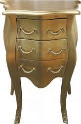 4251287708684 - Barock Kommode Gold H 70 cm B 50 cm - Nachttisch Schrank mit 3 Schubladen