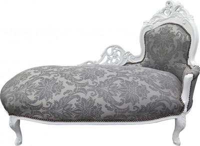 4251287708752 - Barock Chaiselongue Grau Muster Weiss - Recamiere Liege Barock Möbel - Limited Edition 4251287708752 - Barock Chaiselongue Grau Muster Weiss - Recamiere Liege Barock Möbel - Limited Edition