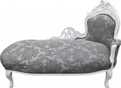 4251287708752 - Barock Chaiselongue Grau Muster Weiss - Recamiere Liege Barock Möbel - Limited Edition 4251287708752 - Barock Chaiselongue Grau Muster Weiss - Recamiere Liege Barock Möbel - Limited Edition