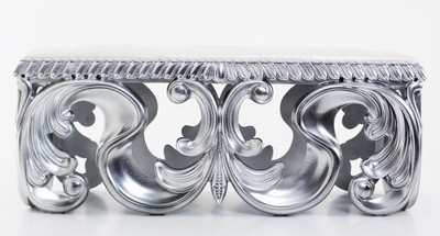 4251287708783 - Barock Luxus Sitzbank Lafayette aus massivem Eichenholz Silber Creme - Barock Möbel - Luxury Collection 4251287708783 - Barock Luxus Sitzbank Lafayette aus massivem Eichenholz Silber Creme - Barock Möbel - Luxury Collection