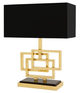 4251287709230 - Luxus Tischleuchte Messing   Lampenschirm Schwarz 48 x 40 cm - Leuchte - Luxury Collection