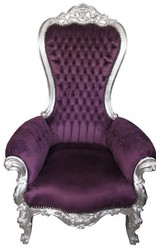 4252006254178 - Barock Thron Sessel Majestic Medium Lila Silber - Riesensessel - Thron Stuhl Tron 4252006254178 - Barock Thron Sessel Majestic Medium Lila Silber - Riesensessel - Thron Stuhl Tron