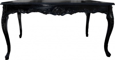 4251287709490 - Barock Esstisch Schwarz mit Glasplatte - Esszimmer Tisch - alle GrÃ¶ssen