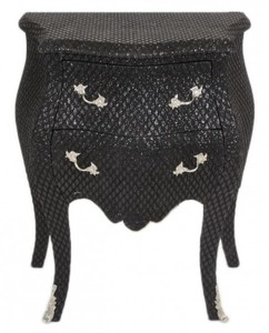 4251287709704 - Barock Kommode Schwarz Glitzerlook H 71 cm B 60 cm T 38 cm - Nachttisch Kommode 4251287709704 - Barock Kommode Schwarz Glitzerlook H 71 cm B 60 cm T 38 cm - Nachttisch Kommode