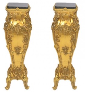 4251287709735 - Barock Marmor SÃ¤ulen Set Gold   Schwarz - Marmor SÃ¤ule (2 Stk)