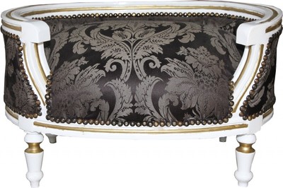 4252006228353 - Barock Hunde & Katzen Sofa Schwarz Barock Muster Weiss Gold - Hundesessel Sitz Hundebett Katzenbett Hund Katze Möbel 4252006228353 - Barock Hunde & Katzen Sofa Schwarz Barock Muster Weiss Gold - Hundesessel Sitz Hundebett Katzenbett Hund Katze Möbel