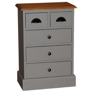 4251287711370 - Landhaus Stil Kommode mit 5 Schubladen - Jugendstil Shabby Chic MÃ¶bel - Massivholz