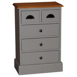 4251287711370 - Landhaus Stil Kommode mit 5 Schubladen - Jugendstil Shabby Chic MÃ¶bel - Massivholz