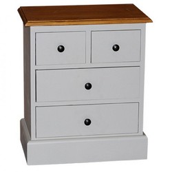 4251287711417 - Landhaus Stil Kommode mit 4 Schubladen - Jugendstil Shabby Chic MÃ¶bel - Massivholz Nachtschrank