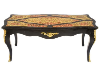 Casa Padrino Baroque Boulle Coffee Table Black Gold Red 130 Cm