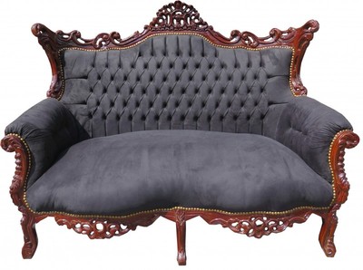 4251287712223 - Barock 2-er Sofa Master Schwarz Braun - Antik Stil Möbel 4251287712223 - Barock 2-er Sofa Master Schwarz Braun - Antik Stil Möbel