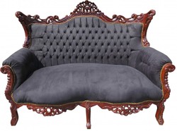 4251287712223 - Barock 2-er Sofa Master Schwarz Braun - Antik Stil Möbel 4251287712223 - Barock 2-er Sofa Master Schwarz Braun - Antik Stil Möbel