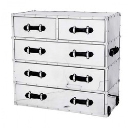 4251287715392 - Luxus Schubladen Schrank Vintage Flieger Design Aluminium   Schwarz - Kommode - Art Deco Barock Jugendstil Kofferschrank