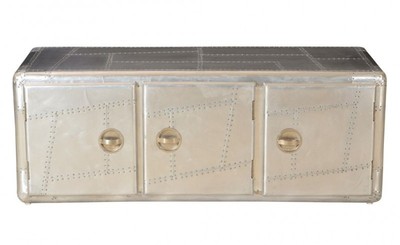 4251287715743 - Art Deco Designer Flieger Sideboard Aluminium mit 3 Schubladen 145 x 60 x 55 cm - Vintage Look 4251287715743 - Art Deco Designer Flieger Sideboard Aluminium mit 3 Schubladen 145 x 60 x 55 cm - Vintage Look