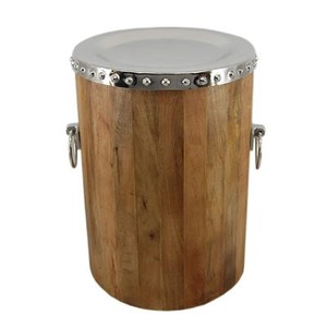 4251287716207 - Vintage Beistelltisch Holz Aluminium 38 x H52 cm - Jugendstil Tisch Art Deco 4251287716207 - Vintage Beistelltisch Holz Aluminium 38 x H52 cm - Jugendstil Tisch Art Deco