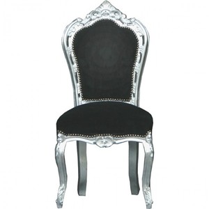 4251287717808 - Barock Esszimmer Stuhl Schwarz Silber - MÃ¶bel Antik Stil
