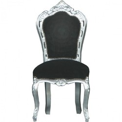 4251287717808 - Barock Esszimmer Stuhl Schwarz Silber - MÃ¶bel Antik Stil